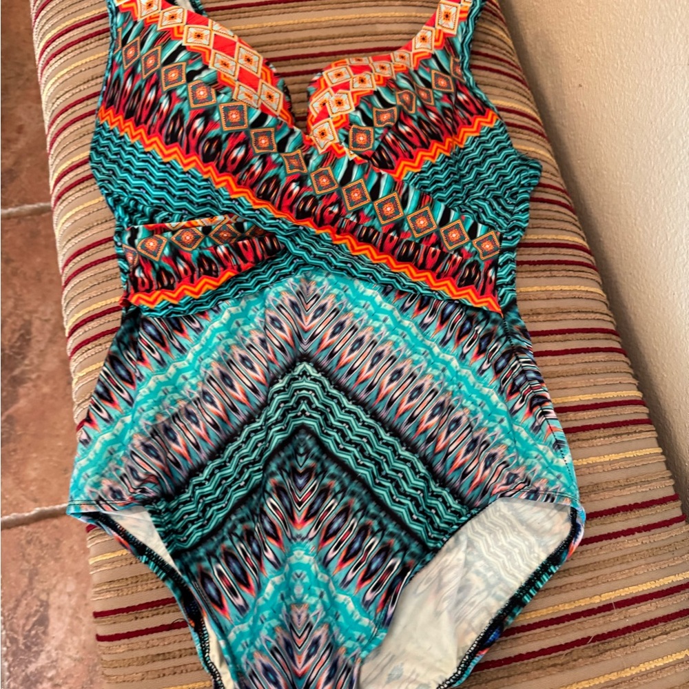 Miraclesuit Multicolor Patterned One Piece Criss … - image 2